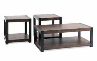 Carson Black & Dark Brown Coffee & 2 End Table Set