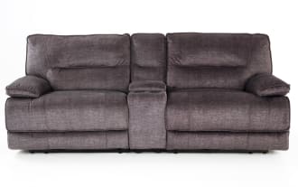 Pacifica Gray 95" Power Reclining Console Loveseat