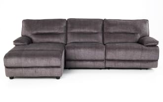 Pacifica Gray 114'' Power Reclining 3 Piece Left Arm Facing Chaise Sectional with Armless Chair & USB Port