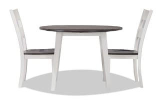 Blake 3 Piece White & Gray Round Extendable Dining Set