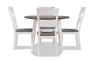 Blake 5 Piece White & Gray Round Extendable Dining Set