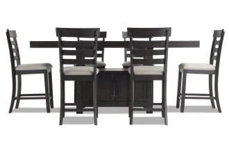 Sonoma 7 Piece Espresso & Beige Upholstered Extendable Counter Height Dining Set