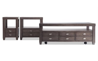 Prestige Gray Storage Coffee with End & Chairside Table Set