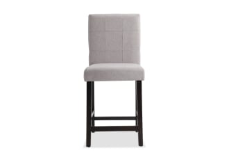 Leah Brown & Beige Solid Back Upholstered Counter Height Stool