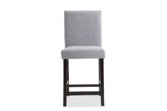 Leah Brown & Gray Solid Back Upholstered Counter Height Stool