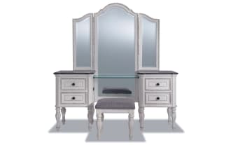 Scarlett White & Oak 4 Drawer Vanity Set