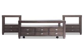 Prestige Gray Storage Coffee & 2 End Table Set