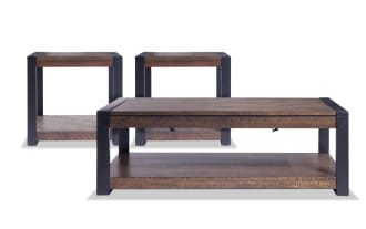 Carson Black & Dark Brown Lift-Top Storage Coffee & 2 End Table Set