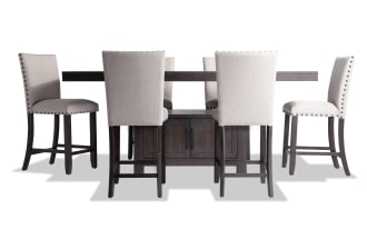 Sonoma 7 Piece Espresso & Beige Upholstered Extendable Counter Height Dining Set