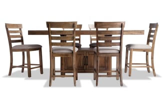 Sonoma 7 Piece Natural & Beige Upholstered Extendable Counter Height Dining Set