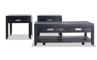 Elevations Black Storage Coffee & 2 End Table Set