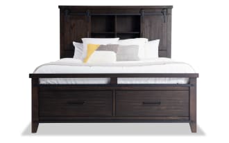 Montana Queen Brown Bookcase Storage Bed