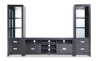 Elevations 114'' Black 3 Piece Storage Entertainment Center