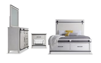 Montana 4 Piece Queen White Storage Platform Bedroom Set
