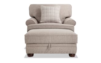 Charleston Beige Chair & Storage Ottoman