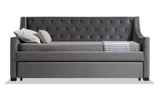 Chloe Twin Gray Upholstered Daybed with Twin Trundle