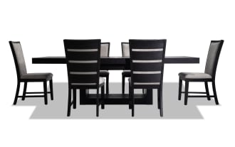 Cosmopolitan 7 Piece Black & Gray Upholstered Extendable Dining Set