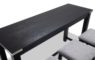 Elevations 4 Piece Black & Gray Upholstered Sofa Table Set