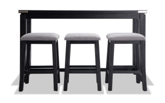 Elevations 4 Piece Black & Gray Upholstered Sofa Table Set