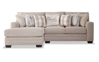 Cottage Chic Beige 95'' 2 Piece Left Arm Facing Chaise Sectional