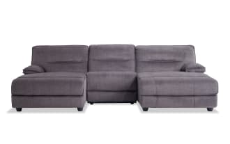 Pacifica Gray 114'' Power Reclining 3 Piece Dual Chaise Sectional with USB Port