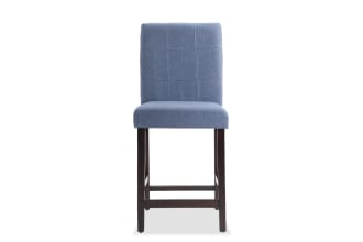 Leah Brown & Blue Solid Back Upholstered Counter Height Stool