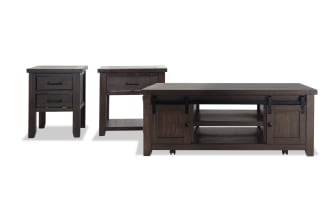 Montana Brown Storage Coffee with End & Chairside Table Set