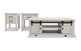 Montana White Storage Coffee with End & Chairside Table Set