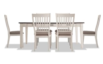 Montana 7 Piece White & Beige Upholstered Dining Set