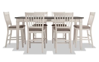 Montana 7 Piece White & Beige Upholstered Counter Height Dining Set