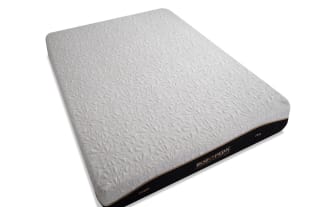 BOB-O-PEDIC Copper Sport Gel 11.5'' Queen Dual Mattress with plush and firm sides, white quilted top, black base, and copper thread detailing.