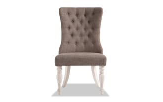 Scarlett White & Beige Solid Back Upholstgered Dining Chair