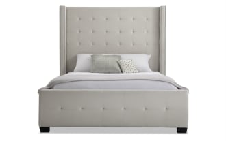 Preston Queen Beige Upholstered Panel Bed