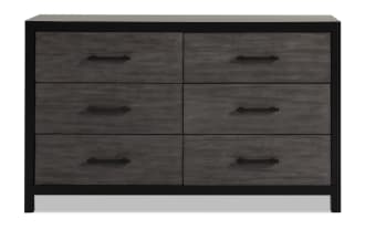 Fusion Black & Gray 6 Drawer Dresser