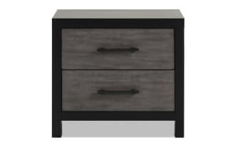 Fusion Black & Gray 2 Drawer Nightstand
