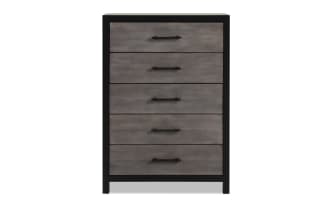 Fusion Black & Gray 5 Drawer Lift-Top Chest