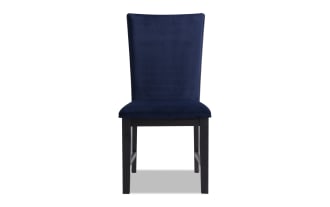 Cosmopolitan Espresso & Navy Solid Back Upholstered Dining Chair