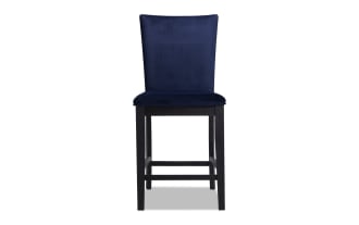 Cosmopolitan Black & Navy Solid Back Upholstered Counter Height Stool