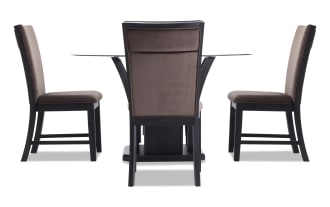 Cosmopolitan 5 Piece Black & Chocolate Upholstered Round Dining Set