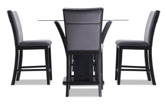 Cosmopolitan 5 Piece Black & Gray Upholstered Round Counter Height Dining Set