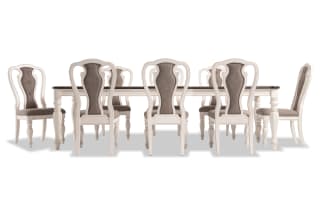 Scarlett 9 Piece White & Beige Upholstered Extendable Dining Set