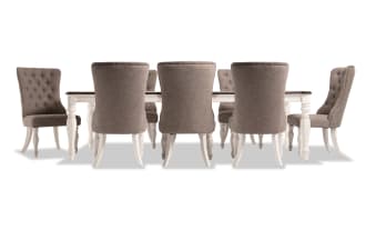 Scarlett 9 Piece White & Beige Upholstered Extendable Dining Set