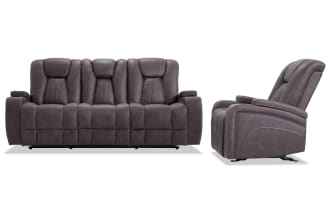 Viking Graphite 83'' Manual Reclining Sofa & Gliding Recliner with USB Port