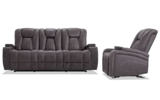 Viking Graphite 83'' Power Reclining Sofa & Manual Gliding Recliner with USB Port