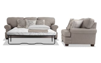 Charleston Beige 90'' Sleeper Sofa with Queen Cooling Mattress & 66'' Loveseat