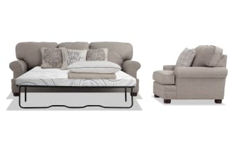 Charleston Beige 90'' Sleeper Sofa with Queen Cooling Mattress & Chair