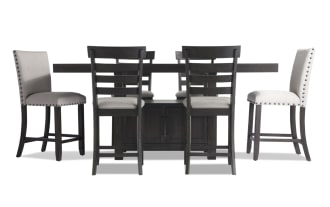 Sonoma 7 Piece Espresso & Beige Upholstered Counter Height Dining Set