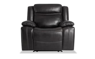 Trailblazer Gray Leather Power Recliner with Power Headrest