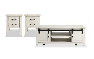 Montana White Storage Coffee & 2 Chairside Table Set