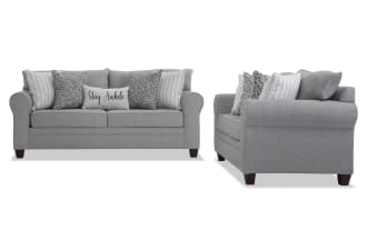 Laurel Gray 85'' Sofa & 65'' Loveseat